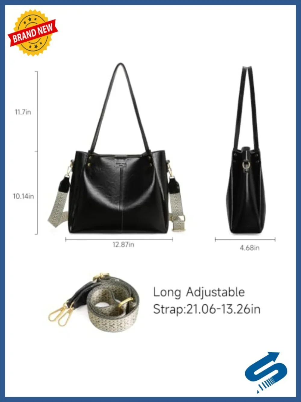 Women's Hobo Bag Faux Leather Shoulder Purse with Crossbody Straps